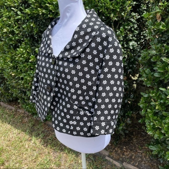 W BY WORTH Black White Floral Blazer 6 - Picture 6 of 13